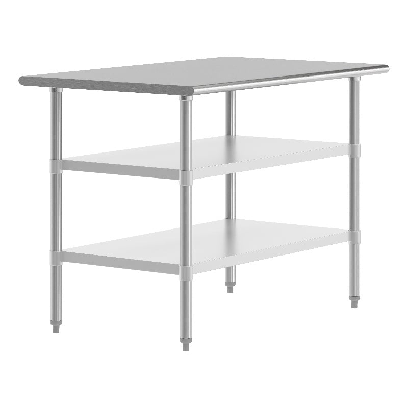 Bowery Hill Stainless Steel Work Table with Dual Undershelves 30x48