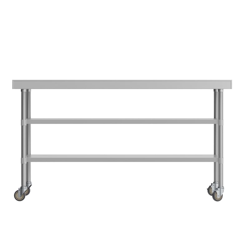 Bowery Hill Stainless Steel Work Table with Backsplash and Undershelves 30x72
