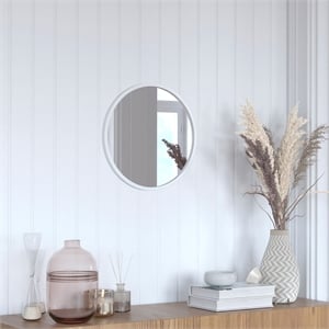 Bowery Hill 16&quot Round Wall Mirror with Silver Metal Frame and HD Glass