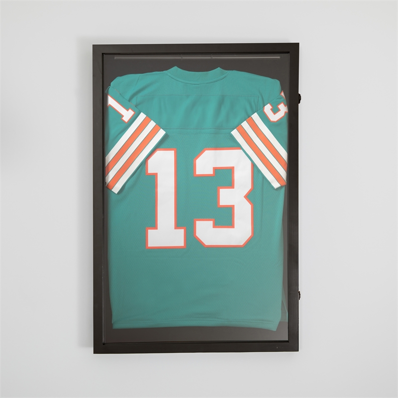 Bowery Hill 24 x 36 Lockable Jersey Display Case in Black with Foam Board