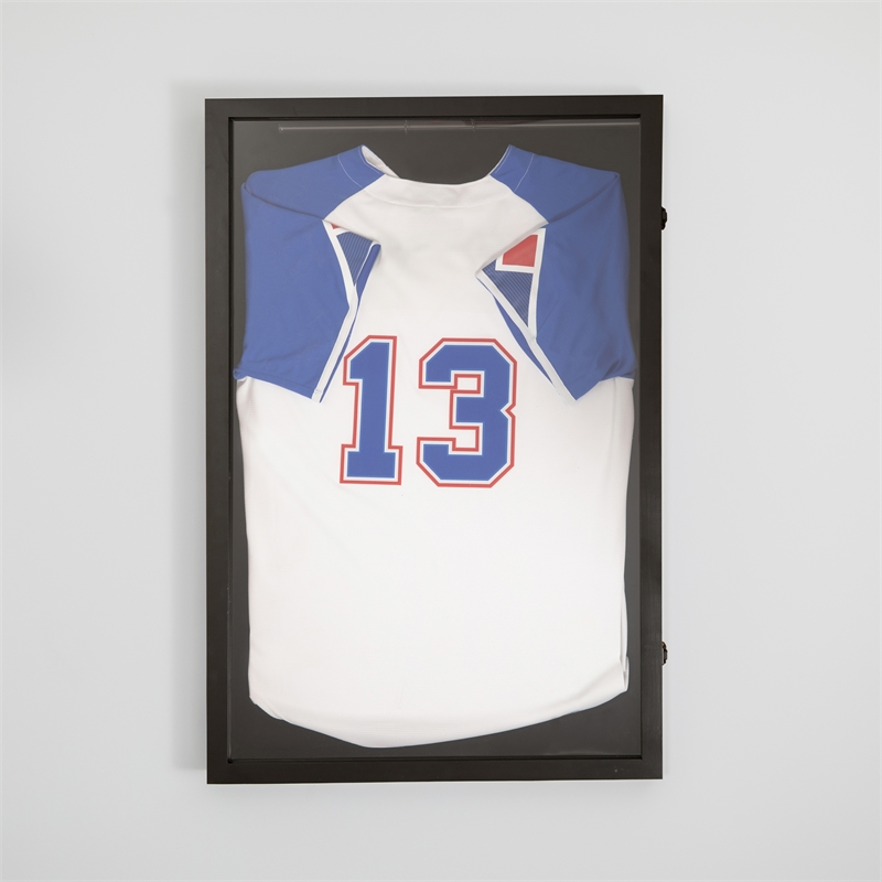 Bowery Hill 24 x 36 Lockable Jersey Display Case in Black with Foam Board