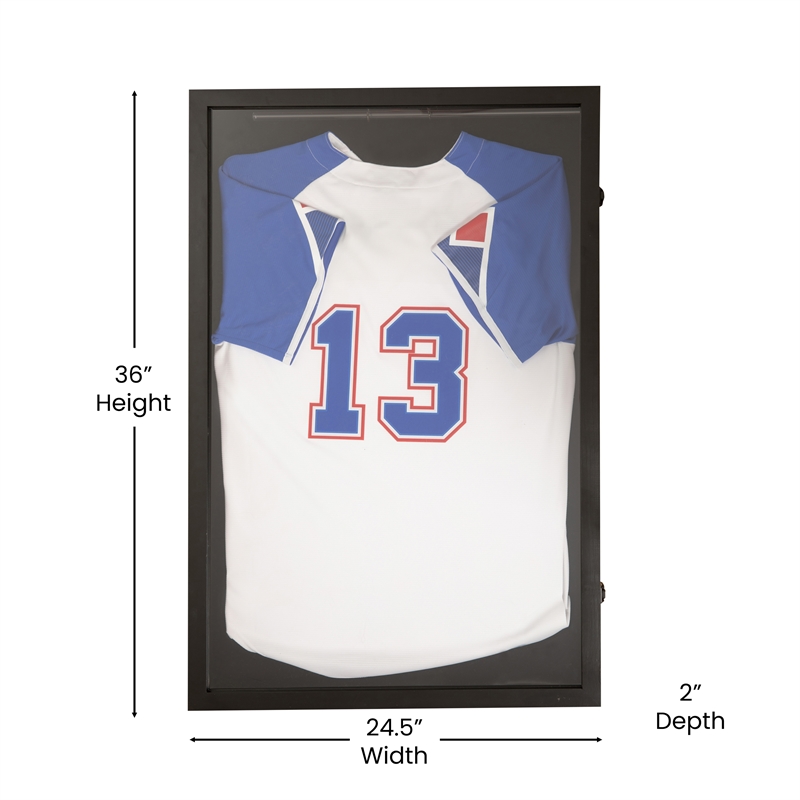 Bowery Hill 24 x 36 Lockable Jersey Display Case in Black with Foam Board
