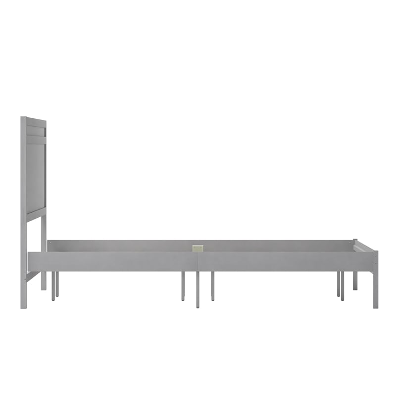 Bowery Hill King Platform Bed with Wooden Slats and Headboard in Grey