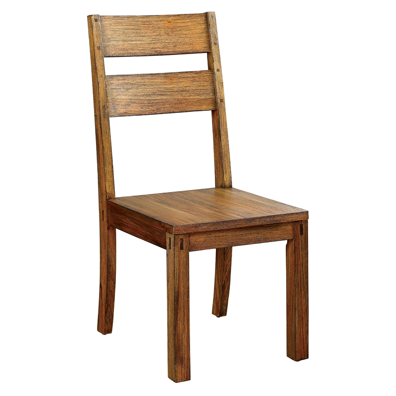 Bowery Hill Rustic Wood Dining Chair in Dark Oak (Set of 2)