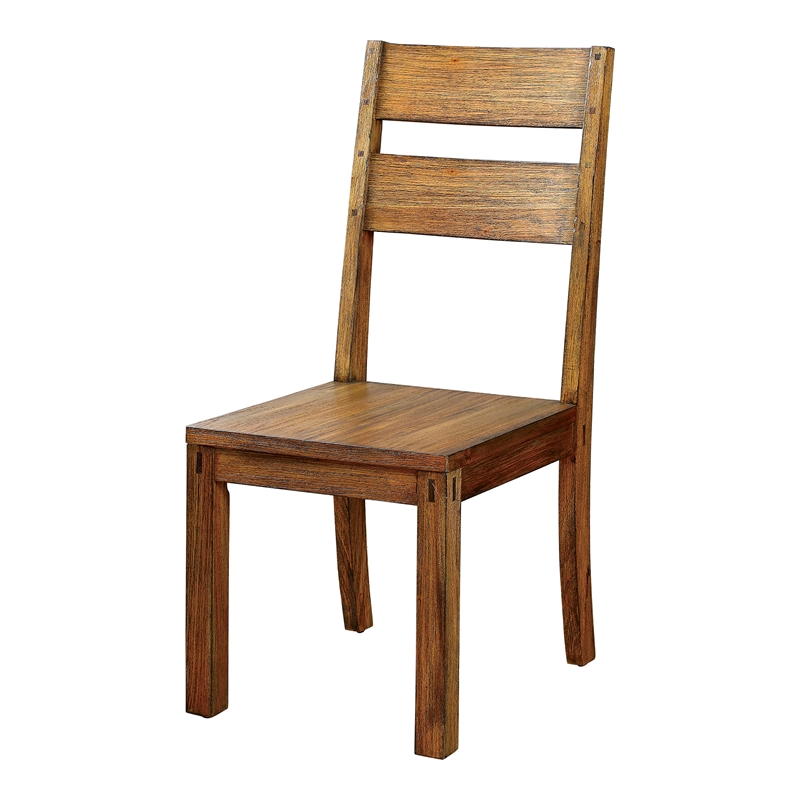 Bowery Hill Rustic Wood Dining Chair in Dark Oak (Set of 2)