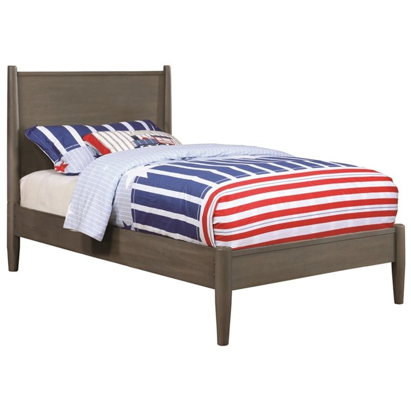 Bowery Hill Solid Wood Twin Platform Bed in Gray Finish