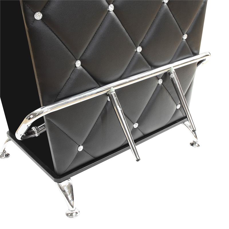 Bowery Hill Contemporary Tufted Faux Leather Bar Table in Black