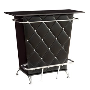 Bowery Hill Contemporary Tufted Faux Leather Bar Table in Black