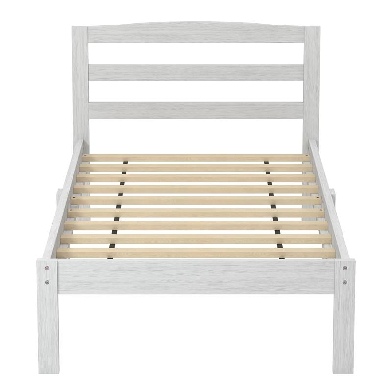 Bowery Hill Transitional Twin Wood Platform Bed in Brushed White