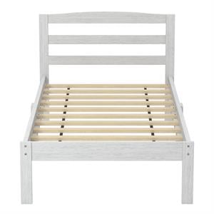 Bowery Hill Transitional Twin Wood Platform Bed in Brushed White