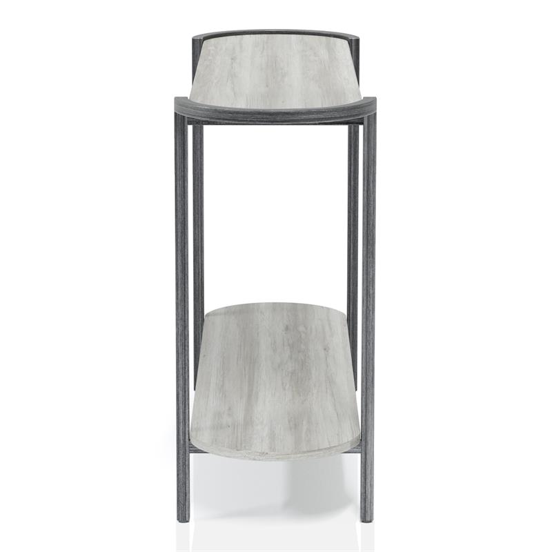 Bowery Hill Metal Console Table with 1 Shelf in Light Gray and Gunmetal