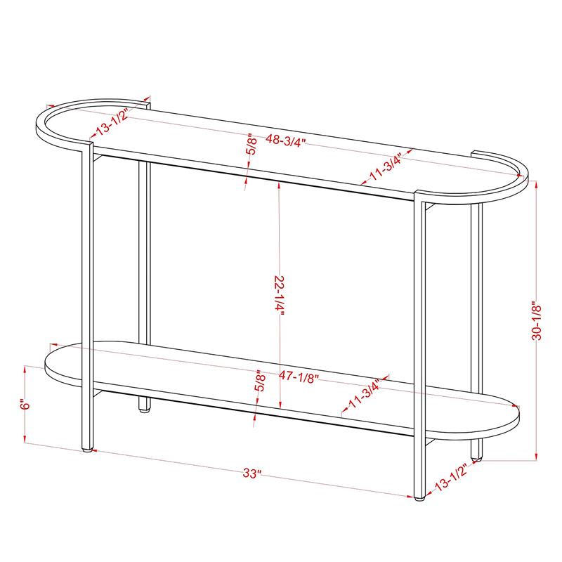 Bowery Hill Metal Console Table with 1 Shelf in Light Gray and Gunmetal