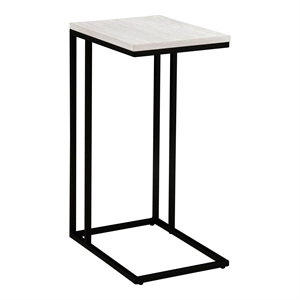 Bowery Hill Rustic C-Shaped Metal Side Table in Antique White and Black