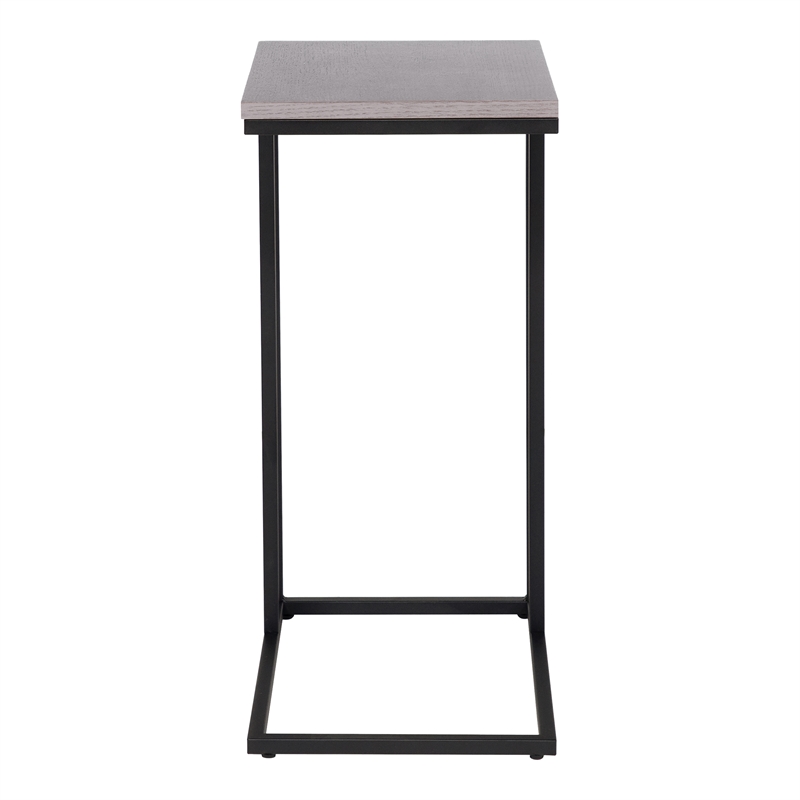 Bowery Hill Rustic C-Shaped Metal Side Table in Antique White and Black