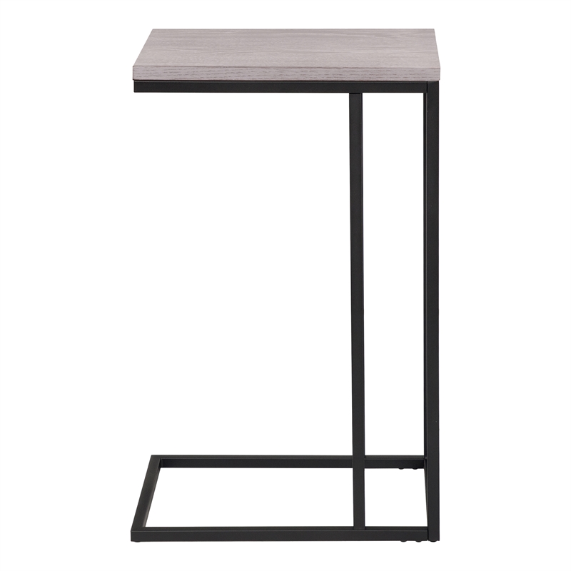Bowery Hill Rustic C-Shaped Metal Side Table in Antique White and Black