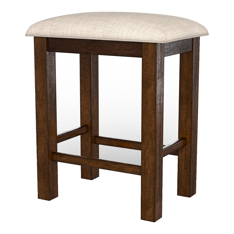 Bowery Hill Rustic Wood Counter Stools with Padded Seats in Oak (Set of 2)