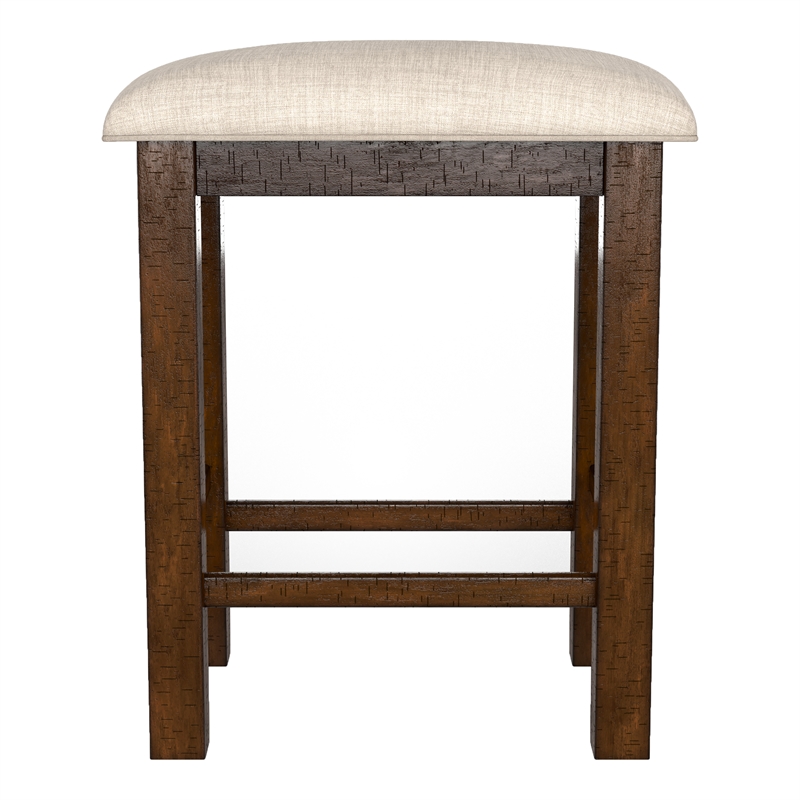 Bowery Hill Rustic Wood Counter Stools with Padded Seats in Oak (Set of 2)