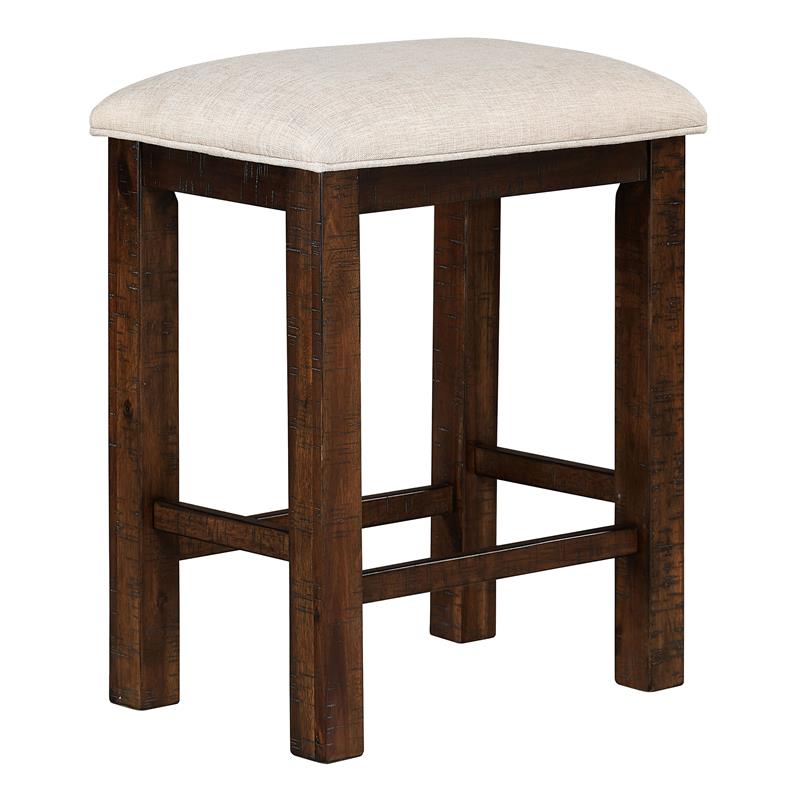 Bowery Hill Rustic Wood Counter Stools with Padded Seats in Oak (Set of 2)