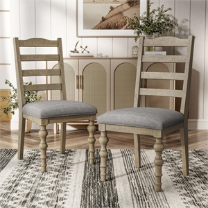 Bowery Hill Side Chairs Rubberwood and Upholstered White Wash Set of 2