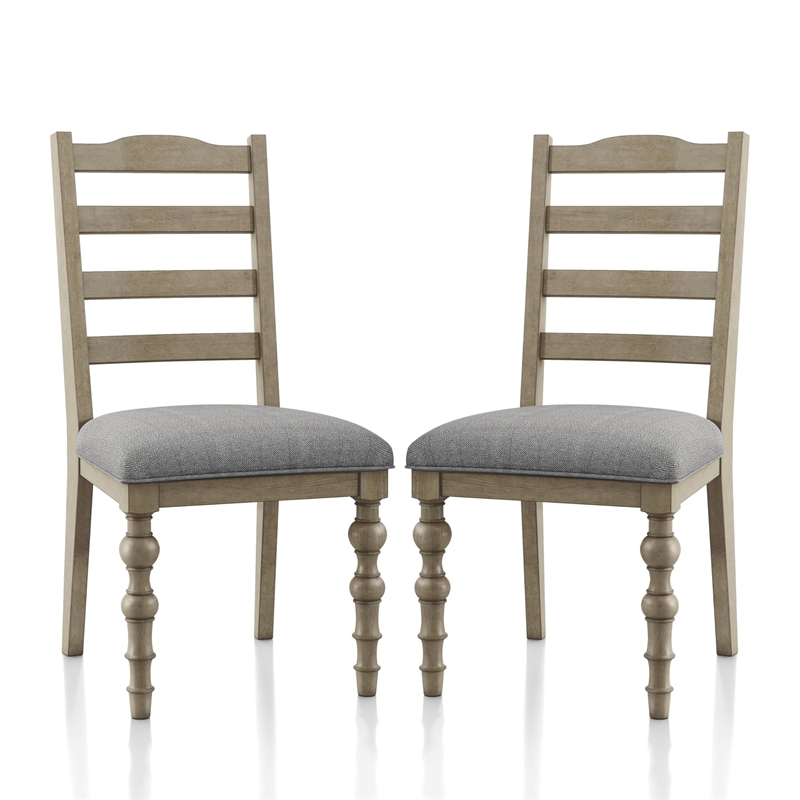 Bowery Hill Side Chairs Rubberwood and Upholstered White Wash Set of 2