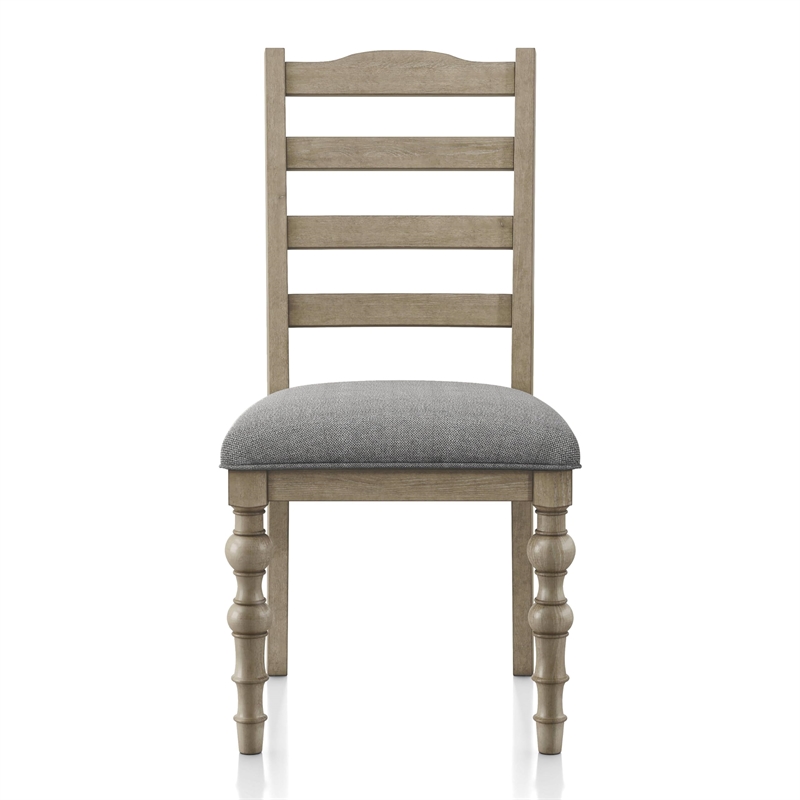 Bowery Hill Side Chairs Rubberwood and Upholstered White Wash Set of 2