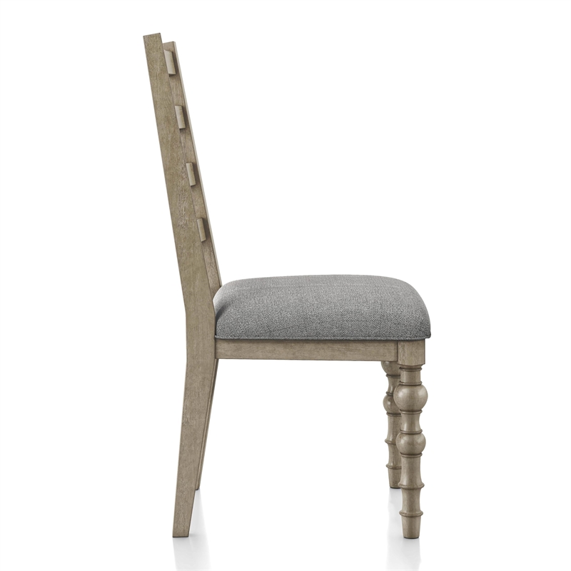 Bowery Hill Side Chairs Rubberwood and Upholstered White Wash Set of 2
