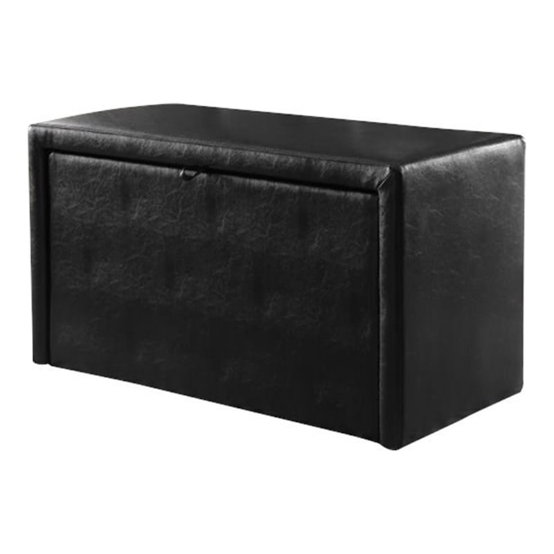 Bowery Hill Faux Leather Bench and Ottoman Set in Dark Brown