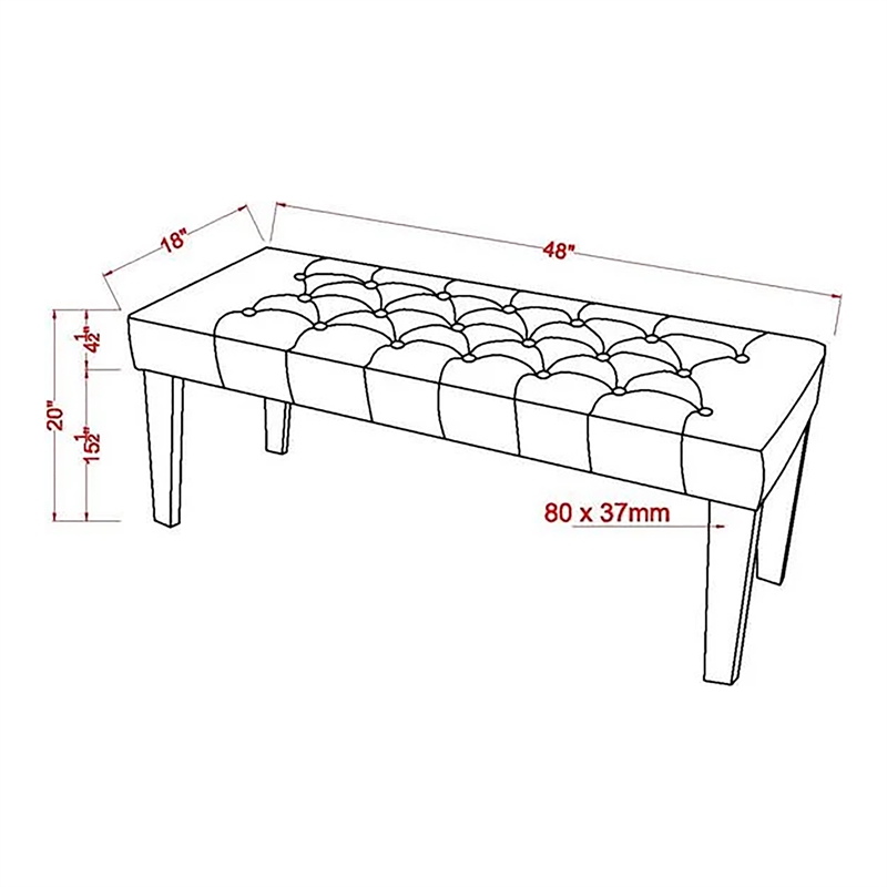 Bowery Hill Contemporary Fabric Bench with Acrylic Legs in Brown