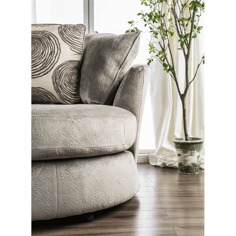 Bowery Hill Transitional Microfiber Swivel Chair in Gray