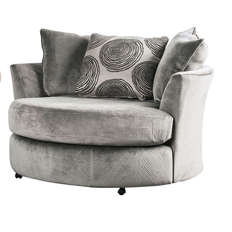 Bowery Hill Transitional Microfiber Swivel Chair in Gray