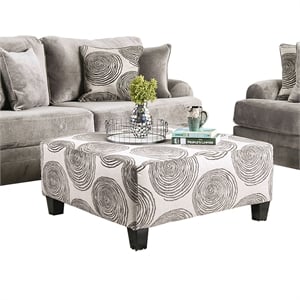 Bowery Hill Microfiber Upholstered Ottoman in Gray