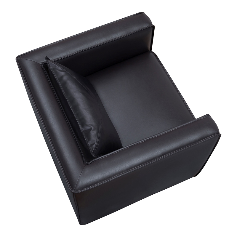 Bowery Hill Modern Vinyl Upholstered Accent Chair in Dark Gray