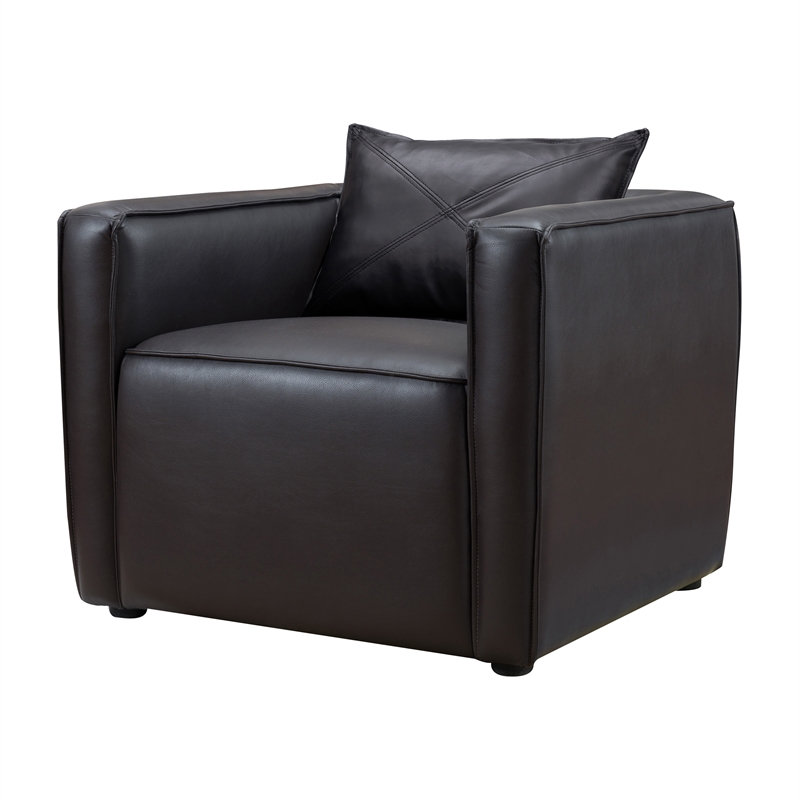 Bowery Hill Modern Vinyl Upholstered Accent Chair in Dark Gray