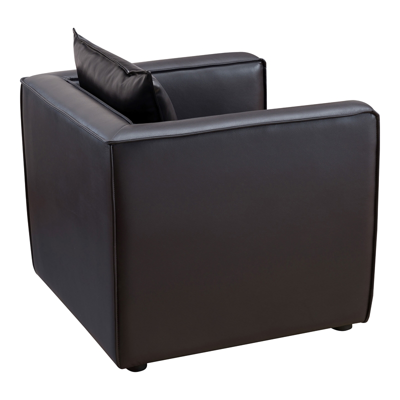 Bowery Hill Modern Vinyl Upholstered Accent Chair in Dark Gray