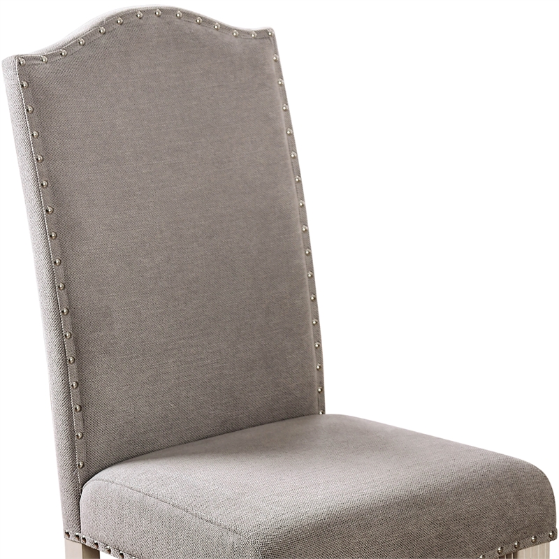 Bowery Hill Fabric Side Chair in Antique White (Set of 2)