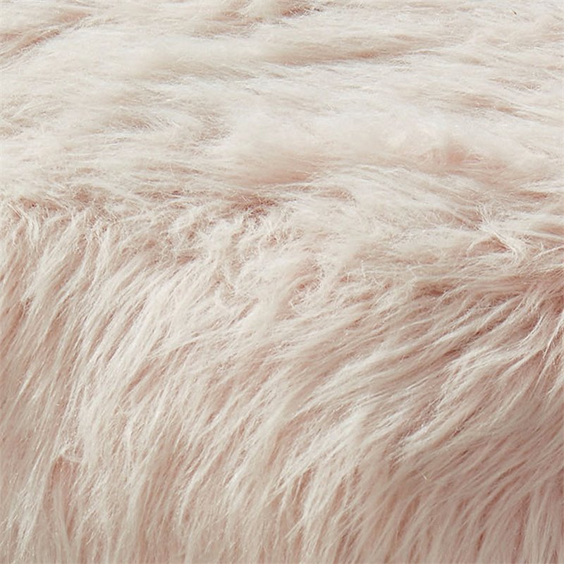 Bowery Hill Contemporary Faux Fur Upholstered Bench in Pink