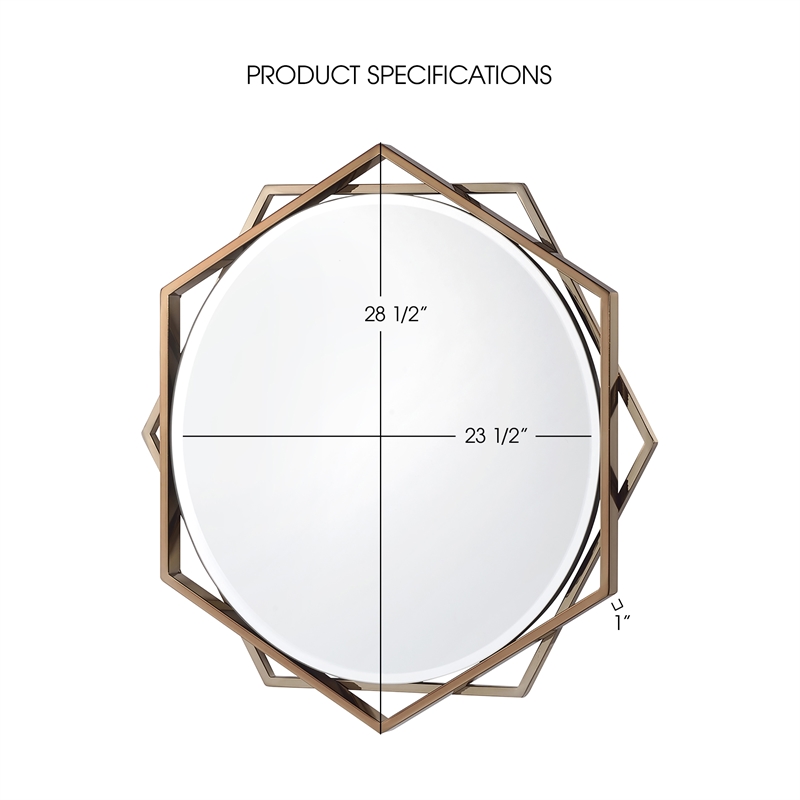 Bowery Hill Metal Beveled Wall Mirror in Gold Champagne with Starburst Frame