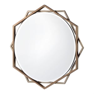 Bowery Hill Metal Beveled Wall Mirror in Gold Champagne with Starburst Frame