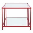Bowery Hill Metal 1-Shelf Coffee Table in Red with Mirrored Base