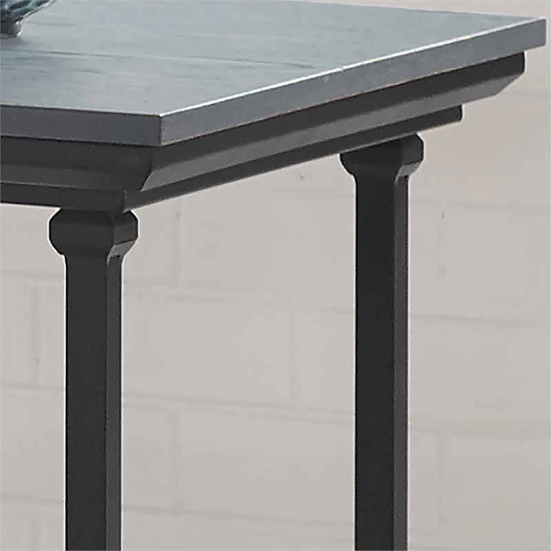 Bowery Hill Transitional Wood End Table in Antique Blue with Open Shelf