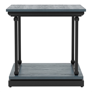 Bowery Hill Transitional Wood End Table in Antique Blue with Open Shelf