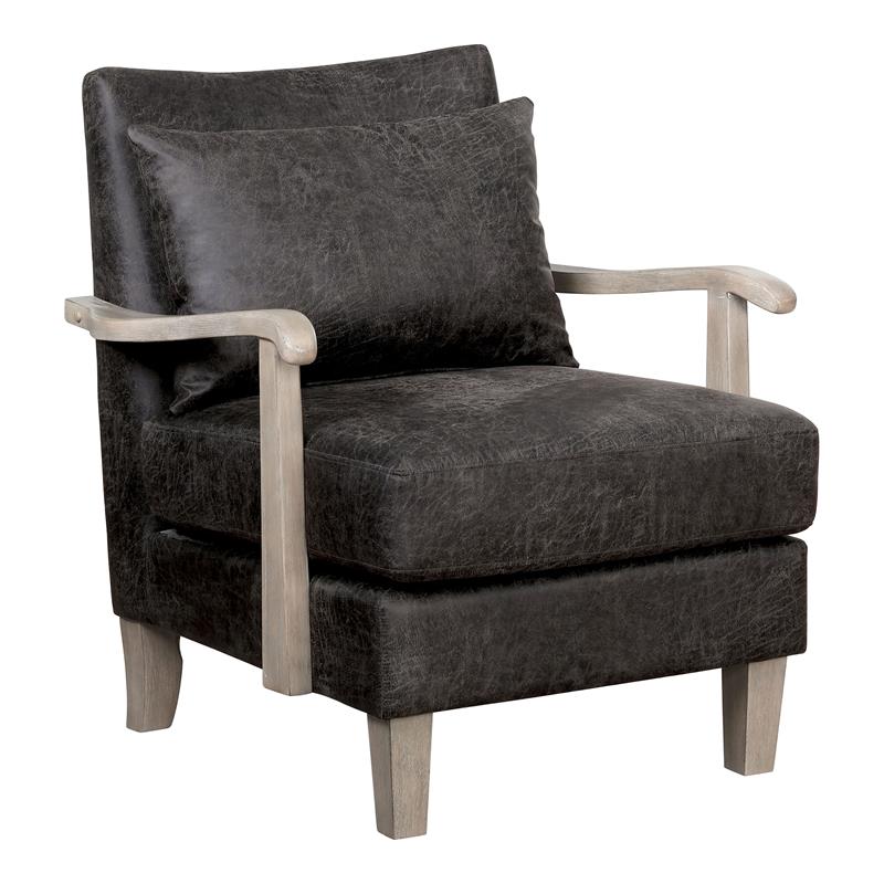 Bowery Hill Faux Leather Accent Chair in Light Gray (Set of 2)