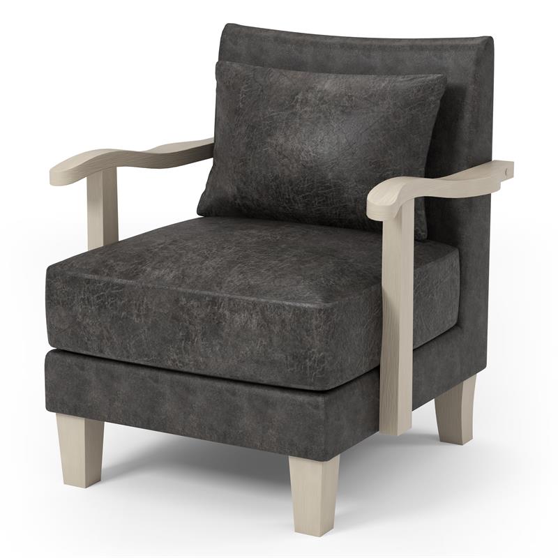 Bowery Hill Faux Leather Accent Chair in Light Gray (Set of 2)