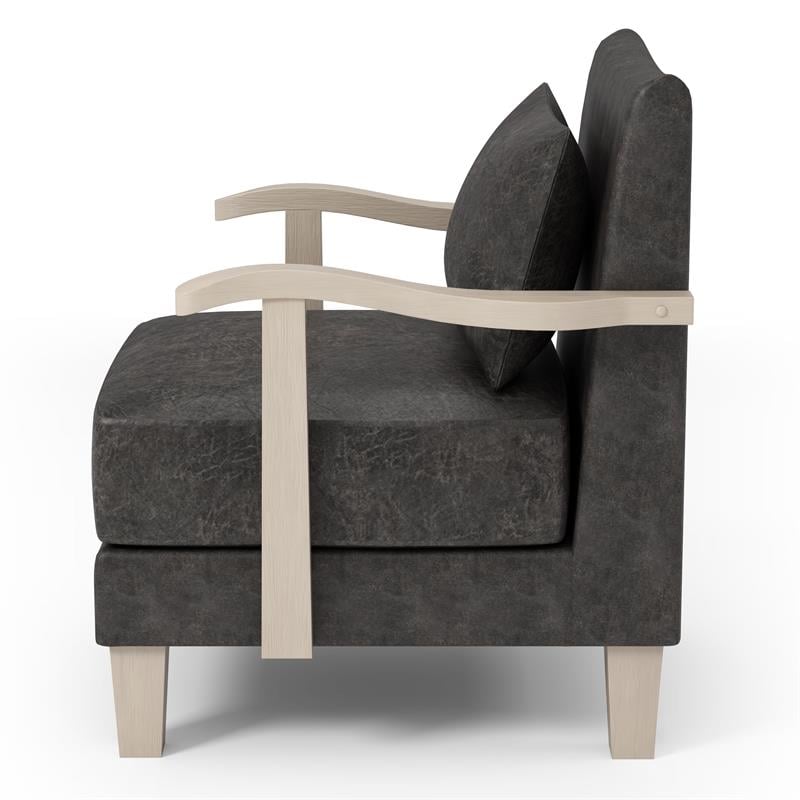 Bowery Hill Faux Leather Accent Chair in Light Gray (Set of 2)