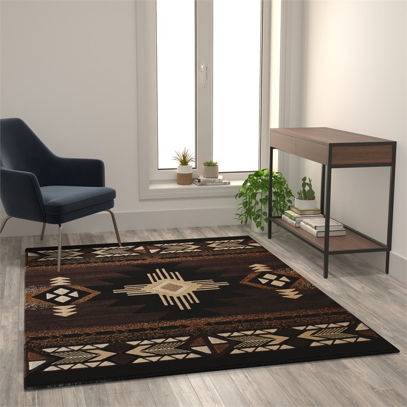 Bowery Hill Mohave 5 x 7 ft Olefin Area Rug in Chocolate