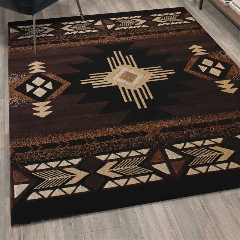 Bowery Hill Mohave 5 x 7 ft Olefin Area Rug in Chocolate