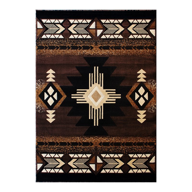 Bowery Hill Mohave 5 x 7 ft Olefin Area Rug in Chocolate