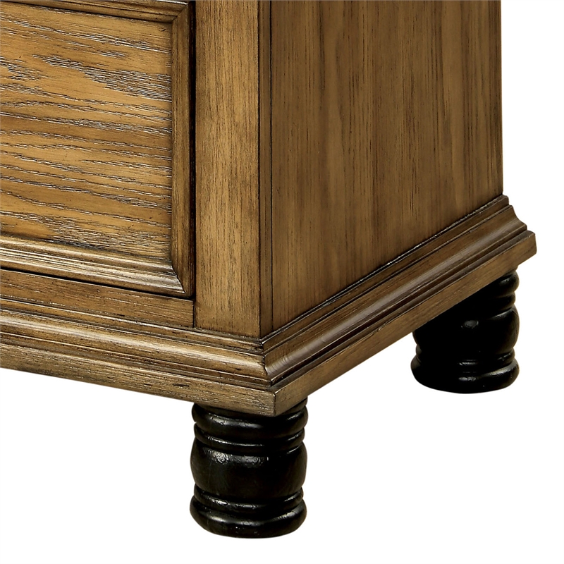 Bowery Hill Industrial Wood 2-Drawer Nightstand in Dark Oak