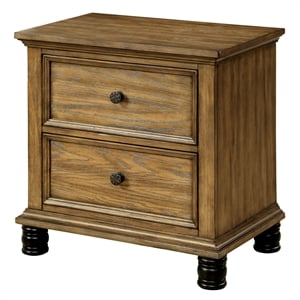 Bowery Hill Industrial Wood 2-Drawer Nightstand in Dark Oak