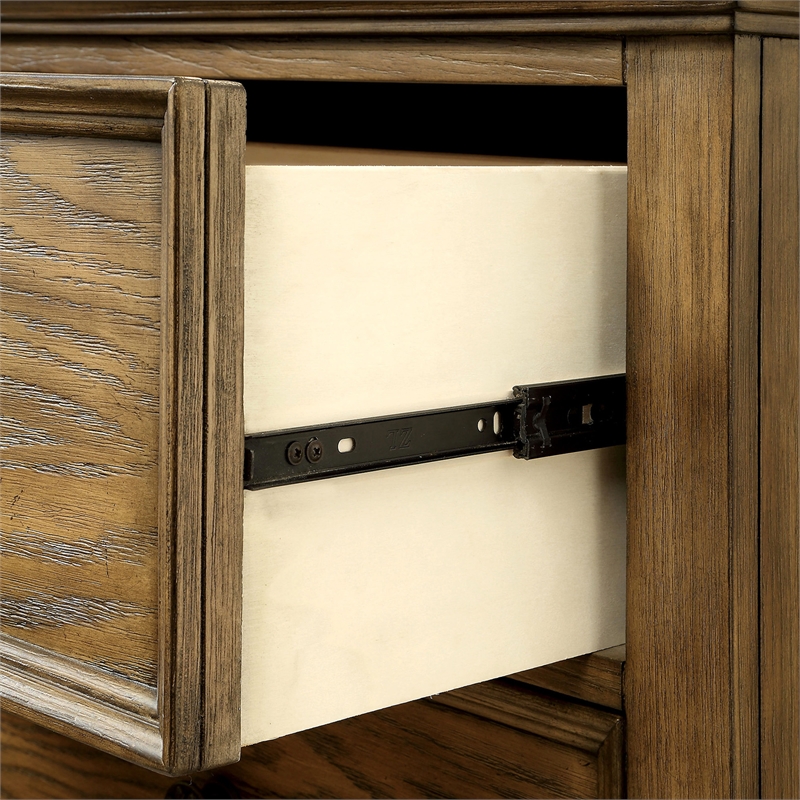 Bowery Hill Industrial Wood 2-Drawer Nightstand in Dark Oak